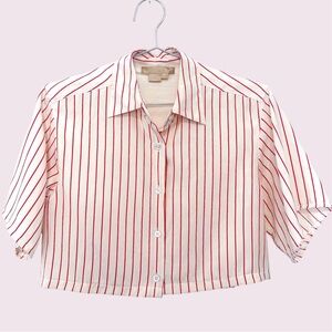 Vintage reworked cropped silk button down